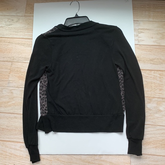 B' leev Leopard Animal Print Cardigan Black & Gray Sweater w/ Rhinestone Buttons - Picture 7 of 11